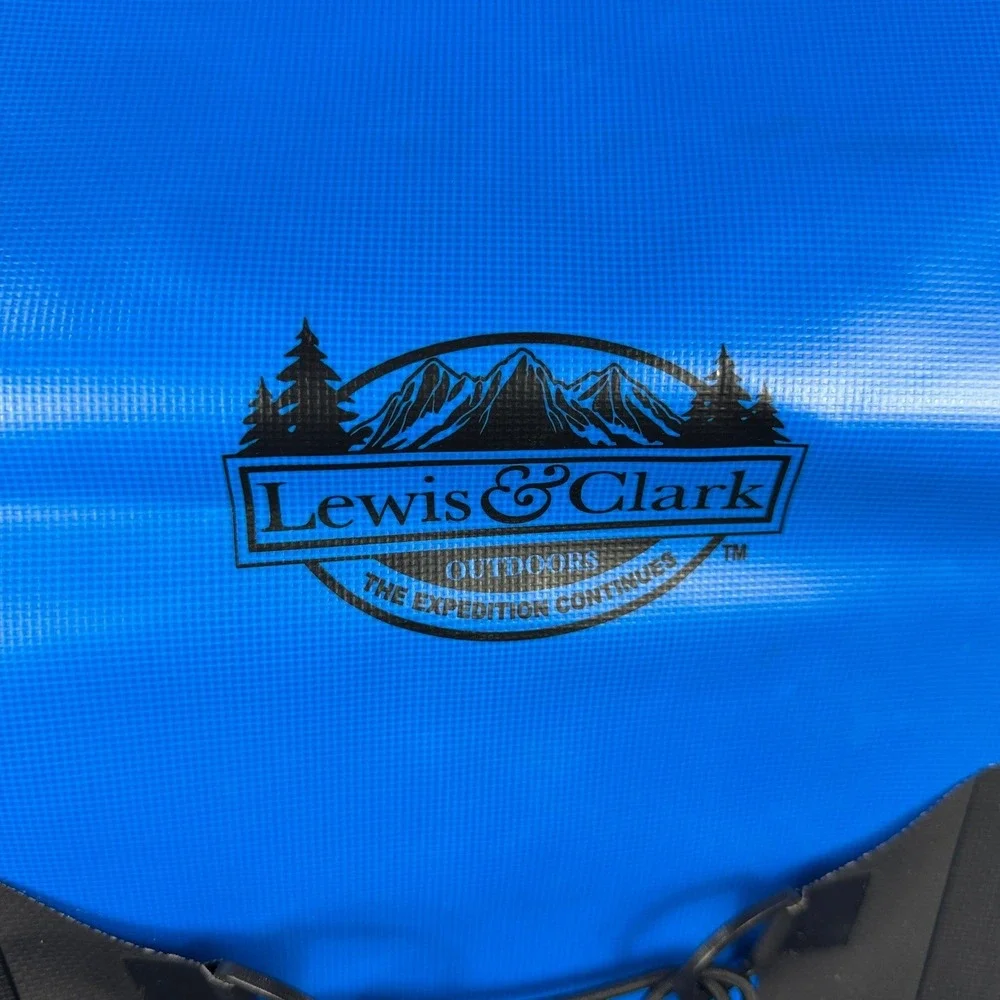 Lewis & Clark Blue Black PVC Tarpaulin Roll Top Waterproof Dry Bag Backpack